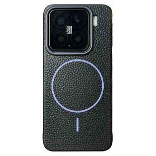 For Xiaomi 15 Thin Circle MagSafe Litchi Grain TPU Phone Case(Black Purple)