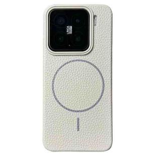 For Xiaomi 15 Thin Circle MagSafe Litchi Grain TPU Phone Case(White Grey)