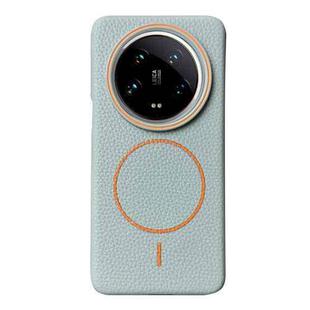 For Xiaomi 14 Ultra Thin Circle MagSafe Litchi Grain TPU Phone Case(Blue Orange)
