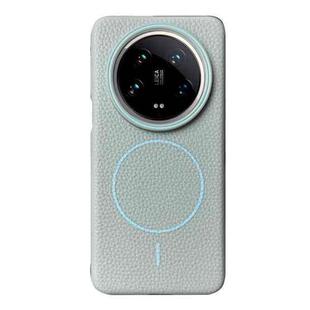 For Xiaomi 14 Ultra Thin Circle MagSafe Litchi Grain TPU Phone Case(Light Blue)