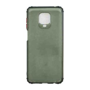 For Xiaomi Redmi Note 9 Pro Color Button Translucent Frosted TPU Four-corner Airbag Shockproof Case(Dark Green)