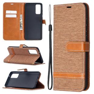 For Samsung Galaxy S20 FE 5G / S20 Lite Color Matching Denim Texture Horizontal Flip Leather Case with Holder & Card Slots & Wallet & Lanyard(Brown)