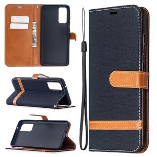 For Samsung Galaxy S20 FE 5G / S20 Lite Color Matching Denim Texture Horizontal Flip Leather Case with Holder & Card Slots & Wallet & Lanyard(Black)