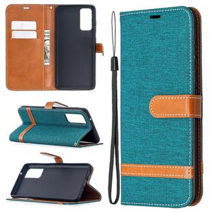 For Samsung Galaxy S20 FE 5G / S20 Lite Color Matching Denim Texture Horizontal Flip Leather Case with Holder & Card Slots & Wallet & Lanyard(Green)