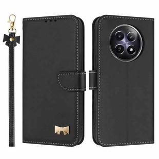 For Realme 13 5G / 12 5G / C65 5G Metal Bow Leather Phone Case with Hand Strap(Black)