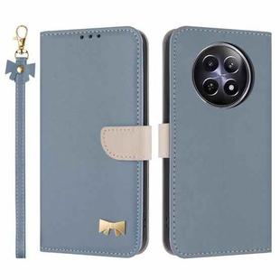 For Realme 13 5G / 12 5G / C65 5G Metal Bow Leather Phone Case with Hand Strap(Light Blue)