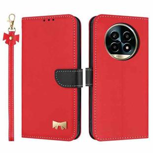 For Realme 13 Pro 5G / 13 Pro+ 5G Metal Bow Leather Phone Case with Hand Strap(Red)