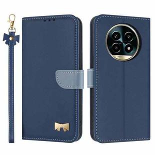 For Realme 13 Pro 5G / 13 Pro+ 5G Metal Bow Leather Phone Case with Hand Strap(Dark Blue)