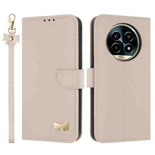 For Realme 13 Pro 5G / 13 Pro+ 5G Metal Bow Leather Phone Case with Hand Strap(Apricot)