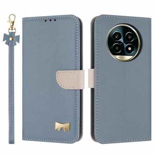 For Realme 13 Pro 5G / 13 Pro+ 5G Metal Bow Leather Phone Case with Hand Strap(Light Blue)