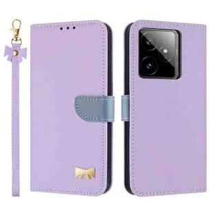 For Realme GT7 5G Metal Bow Leather Phone Case with Hand Strap(Purple)