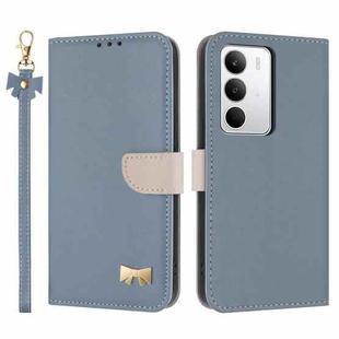 For Realme C71 4G Metal Bow Leather Phone Case with Hand Strap(Light Blue)
