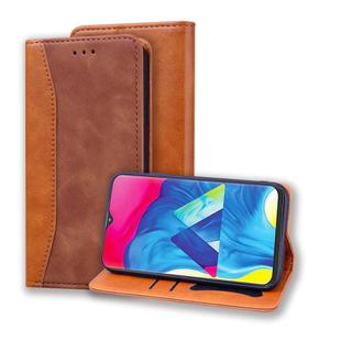 For Samsung Galaxy A10 Business Stitching Horizontal Flip Leather Case with Double Folding & Bracket & Card Slots & Photo Frame & Wallet(Brown)