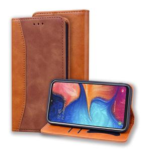 For Samsung Galaxy A10e Business Stitching Horizontal Flip Leather Case with Double Folding & Bracket & Card Slots & Photo Frame & Wallet(Brown)