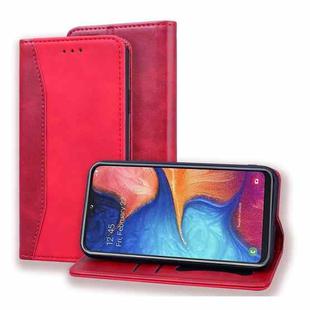 For Samsung Galaxy A20e Business Stitching Horizontal Flip Leather Case with Double Folding & Bracket & Card Slots & Photo Frame & Wallet(Red)