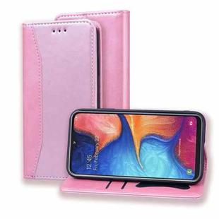 For Samsung Galaxy A20s Business Stitching Horizontal Flip Leather Case with Double Folding & Bracket & Card Slots & Photo Frame & Wallet(Rose Gold)