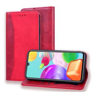 For Samsung Galaxy A41 Business Stitching Horizontal Flip Leather Case with Double Folding & Bracket & Card Slots & Photo Frame & Wallet(Red)