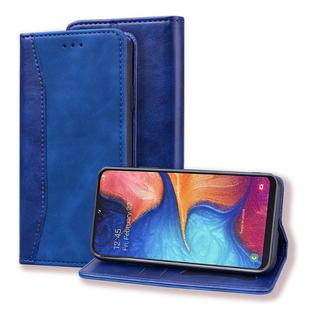 For Samsung Galaxy A70 / A70s Business Stitching Horizontal Flip Leather Case with Double Folding & Bracket & Card Slots & Photo Frame & Wallet(Sapphire Blue)