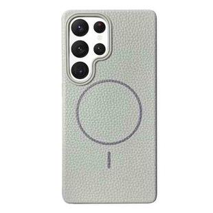 For Samsung Galaxy S22 Ultra 5G Thin Circle MagSafe Litchi Grain TPU Phone Case(Titanium Gray)