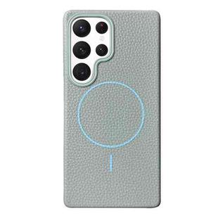 For Samsung Galaxy S22 Ultra 5G Thin Circle MagSafe Litchi Grain TPU Phone Case(Light Blue)