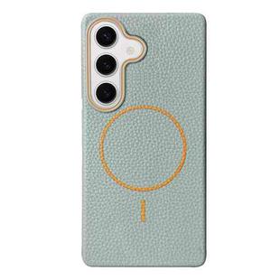 For Samsung Galaxy S23 FE 5G Thin Circle MagSafe Litchi Grain TPU Phone Case(Blue Orange)