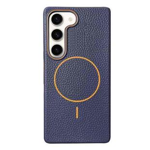 For Samsung Galaxy S23+ 5G Thin Circle MagSafe Litchi Grain TPU Phone Case(Dark Blue Orange)