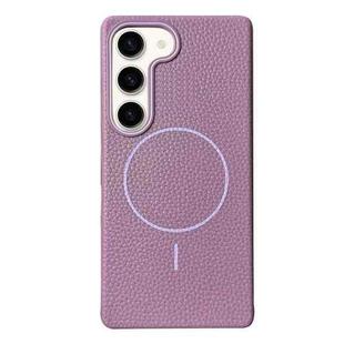 For Samsung Galaxy S23+ 5G Thin Circle MagSafe Litchi Grain TPU Phone Case(Sunset Purple)
