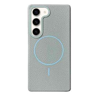 For Samsung Galaxy S23+ 5G Thin Circle MagSafe Litchi Grain TPU Phone Case(Light Blue)
