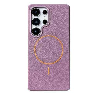 For Samsung Galaxy S23 Ultra 5G Thin Circle MagSafe Litchi Grain TPU Phone Case(Purple Orange)