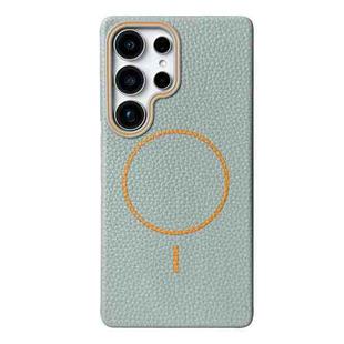 For Samsung Galaxy S23 Ultra 5G Thin Circle MagSafe Litchi Grain TPU Phone Case(Blue Orange)