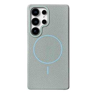 For Samsung Galaxy S23 Ultra 5G Thin Circle MagSafe Litchi Grain TPU Phone Case(Light Blue)