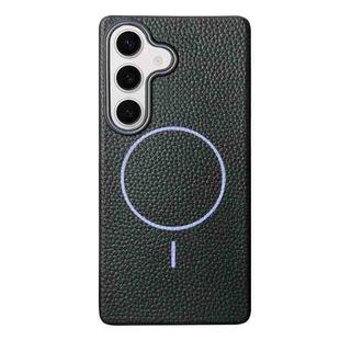 For Samsung Galaxy S24+ 5G Thin Circle MagSafe Litchi Grain TPU Phone Case(Black Purple)
