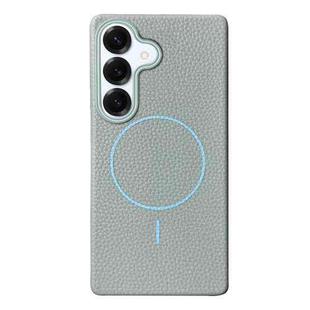 For Samsung Galaxy S25 5G Thin Circle MagSafe Litchi Grain TPU Phone Case(Light Blue)