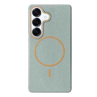 For Samsung Galaxy S25+ 5G Thin Circle MagSafe Litchi Grain TPU Phone Case(Blue Orange)