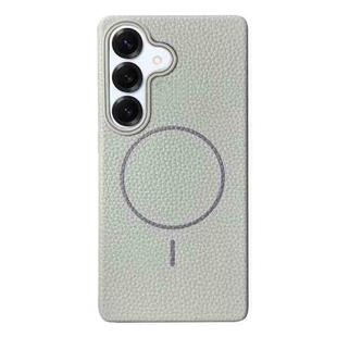 For Samsung Galaxy S25+ 5G Thin Circle MagSafe Litchi Grain TPU Phone Case(Titanium Gray)