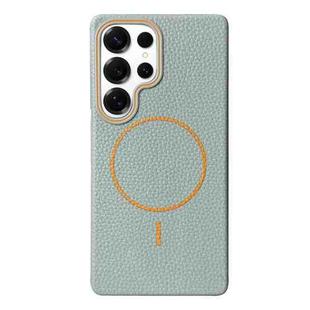 For Samsung Galaxy S25 Ultra 5G Thin Circle MagSafe Litchi Grain TPU Phone Case(Blue Orange)