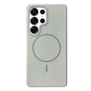 For Samsung Galaxy S25 Ultra 5G Thin Circle MagSafe Litchi Grain TPU Phone Case(Titanium Gray)
