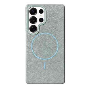 For Samsung Galaxy S25 Ultra 5G Thin Circle MagSafe Litchi Grain TPU Phone Case(Light Blue)
