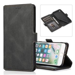 For iPhone SE 2022 / SE 2020 / 8 / 7 Retro Magnetic Closing Clasp Horizontal Flip Leather Case with Holder & Card Slots & Photo Frame & Wallet(Black)