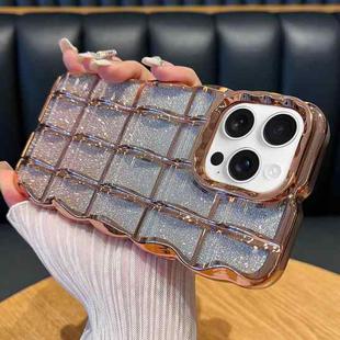 For iPhone 12 Pro Max Wavy Texture Gradient Glitter Paper TPU Phone Case(Rose Gold)