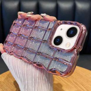 For iPhone 13 Wavy Texture Gradient Glitter Paper TPU Phone Case(Pink)