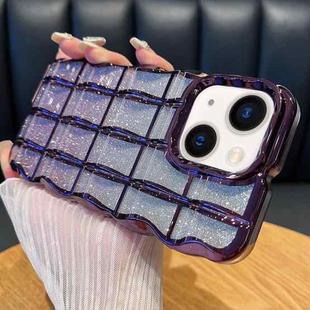 For iPhone 15 Plus Wavy Texture Gradient Glitter Paper TPU Phone Case(Dark Purple)