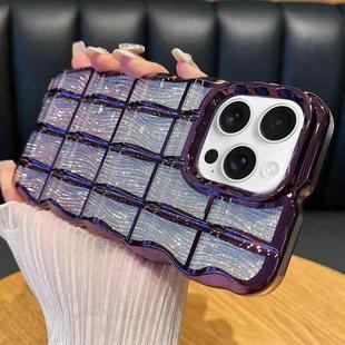 For iPhone 12 Pro Max Wavy Texture Water Ripples Glitter Paper TPU Phone Case(Dark Purple)