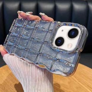 For iPhone 15 Plus Wavy Texture Water Ripples Glitter Paper TPU Phone Case(Silver)