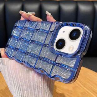 For iPhone 15 Plus Wavy Texture Water Ripples Glitter Paper TPU Phone Case(Blue)