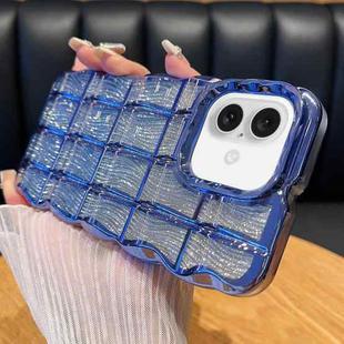 For iPhone 16 Plus Wavy Texture Water Ripples Glitter Paper TPU Phone Case(Blue)