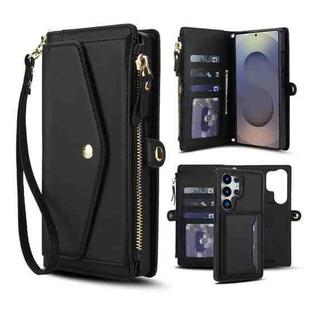For Samsung Galaxy S25 Ultra 5G Multifunctional Wallet Detachable Leather Phone Case with Lanyard(Black)