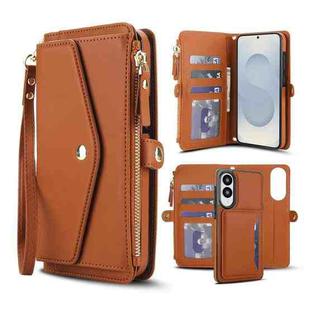 For Samsung Galaxy S25 Edge 5G Multifunctional Wallet Detachable Leather Phone Case with Lanyard(Brown)