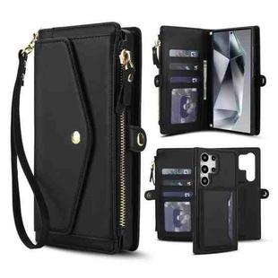 For Samsung Galaxy S24 Ultra 5G Multifunctional Wallet Detachable Leather Phone Case with Lanyard(Black)