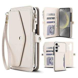 For Samsung Galaxy S24+ 5G Multifunctional Wallet Detachable Leather Phone Case with Lanyard(White)